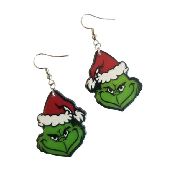 Handcrafted Grinch Earrings - Picture 2 of 4